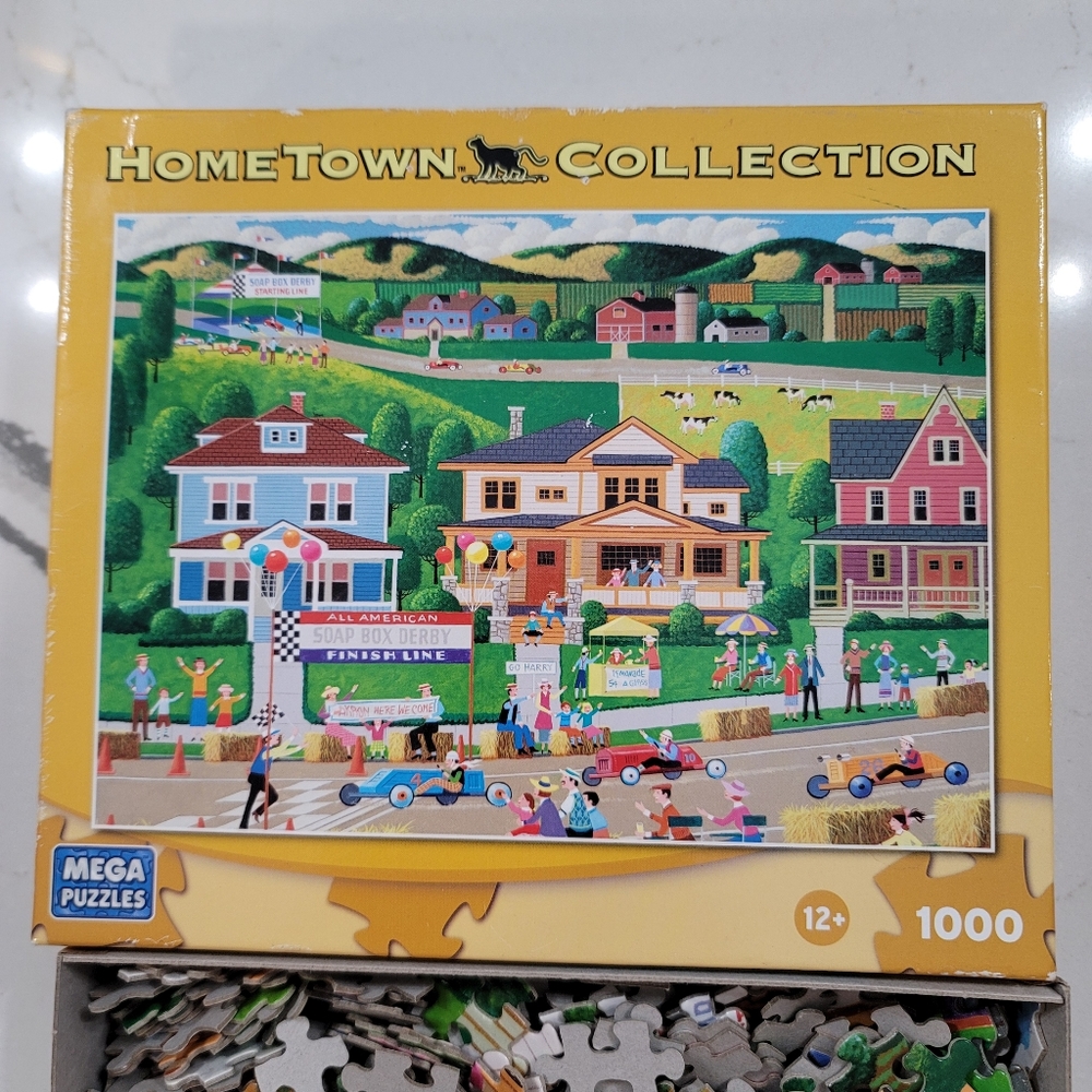 Mega puzzler hometown collection soap box derby all American puzzle 1000 pieces
